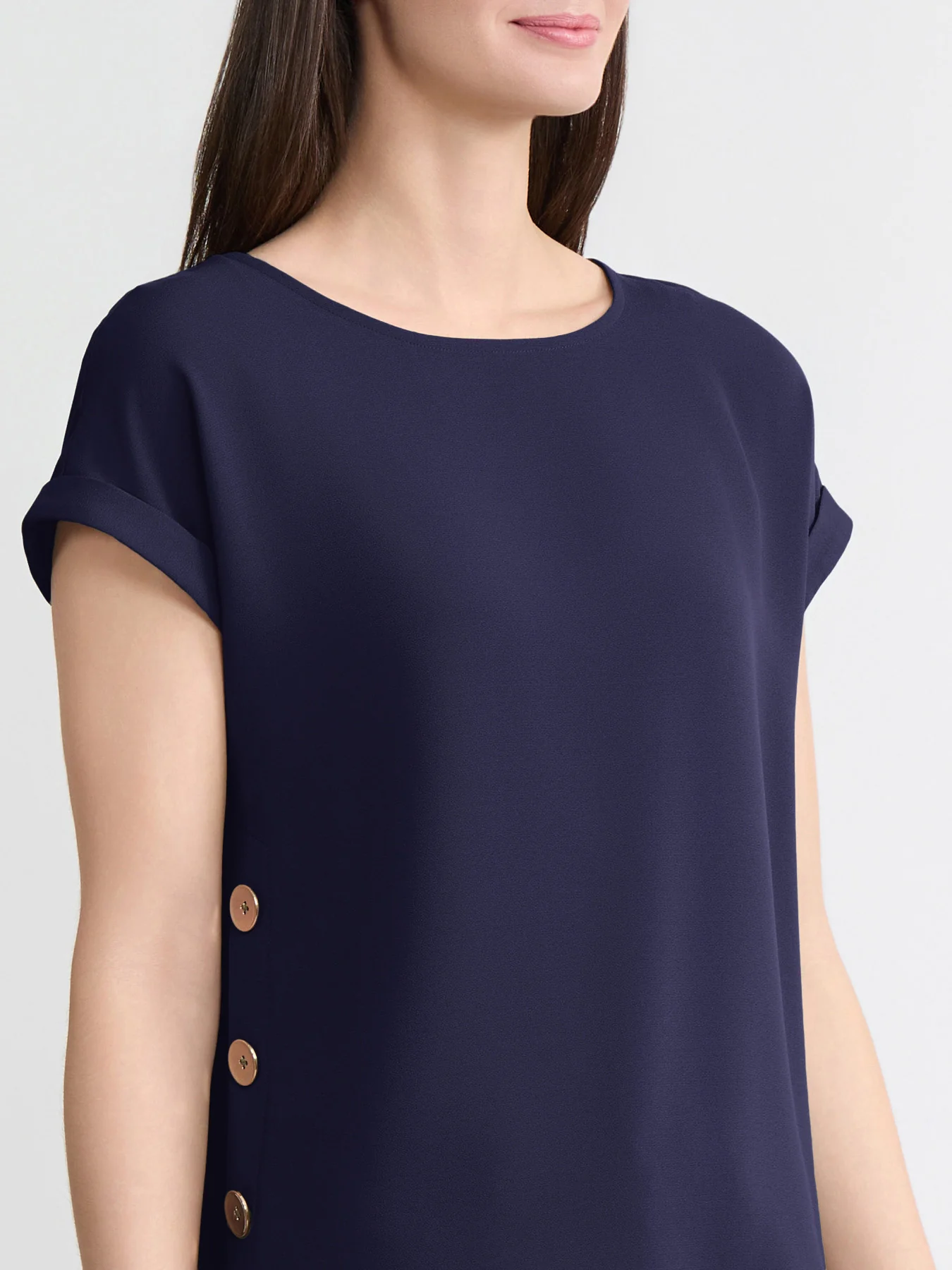Side Button Blouse, Jasper Crepe - Image 3