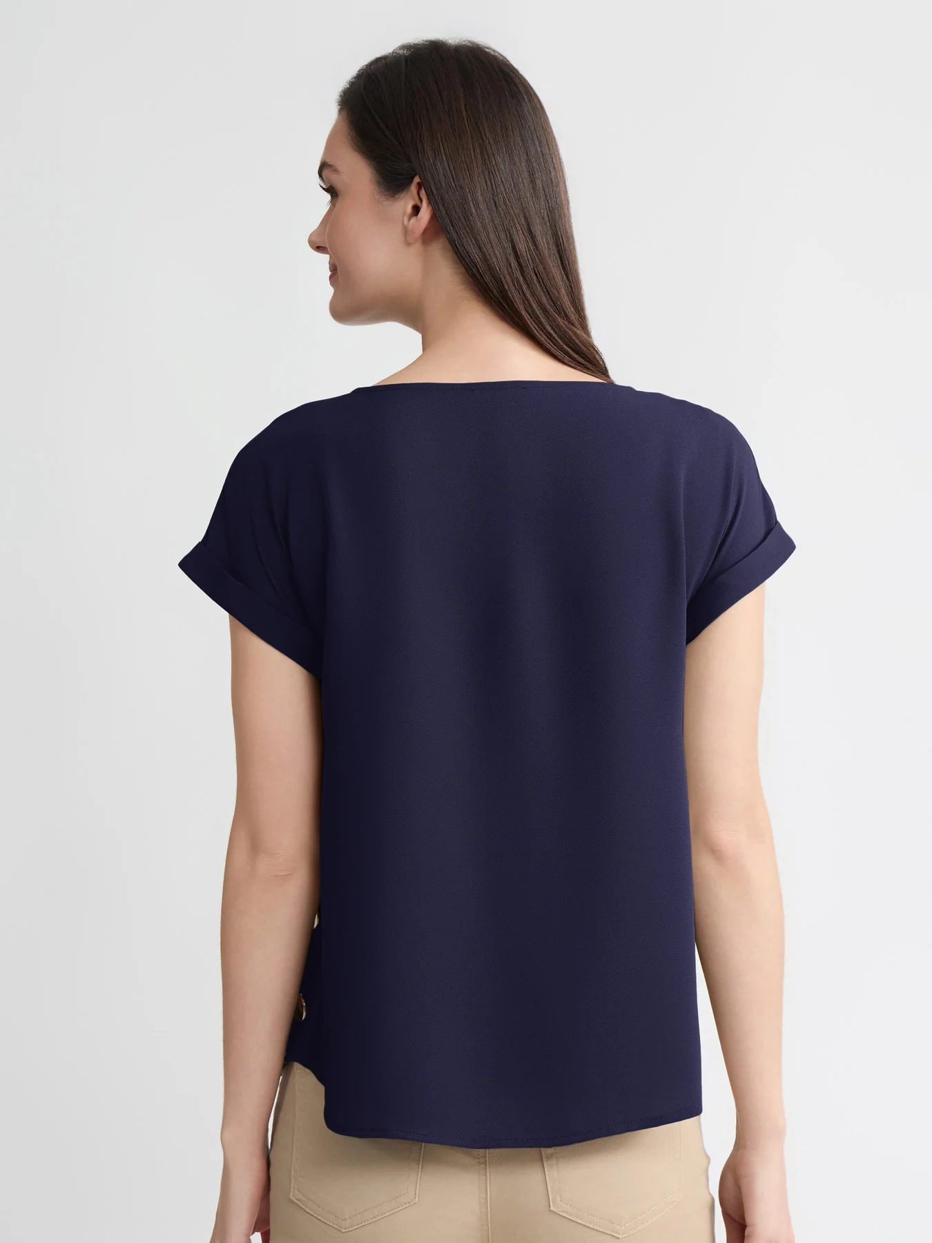 Side Button Blouse, Jasper Crepe - Image 4