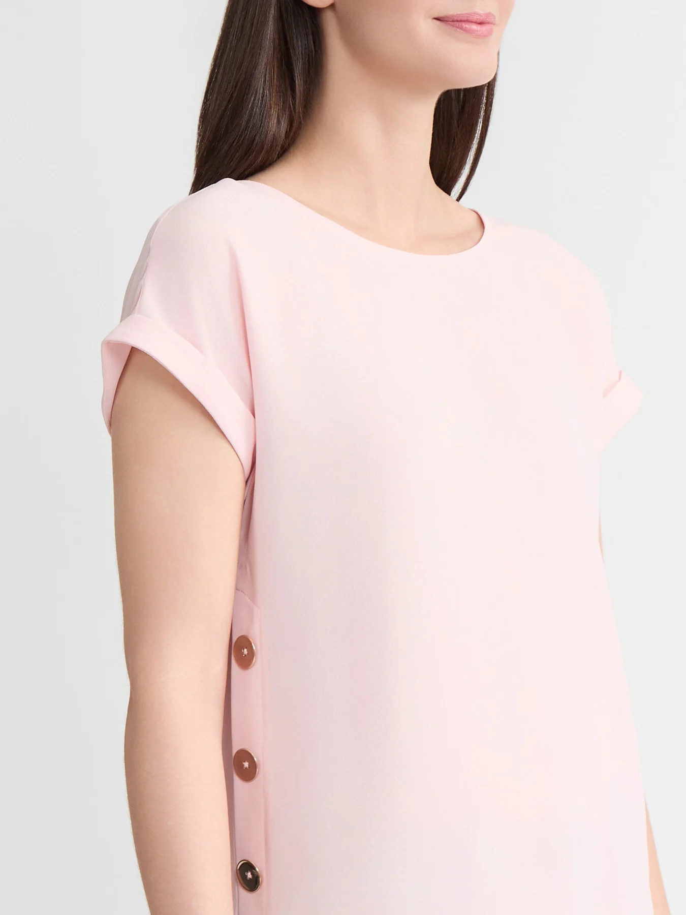 Side Button Blouse, Jasper Crepe - Image 3