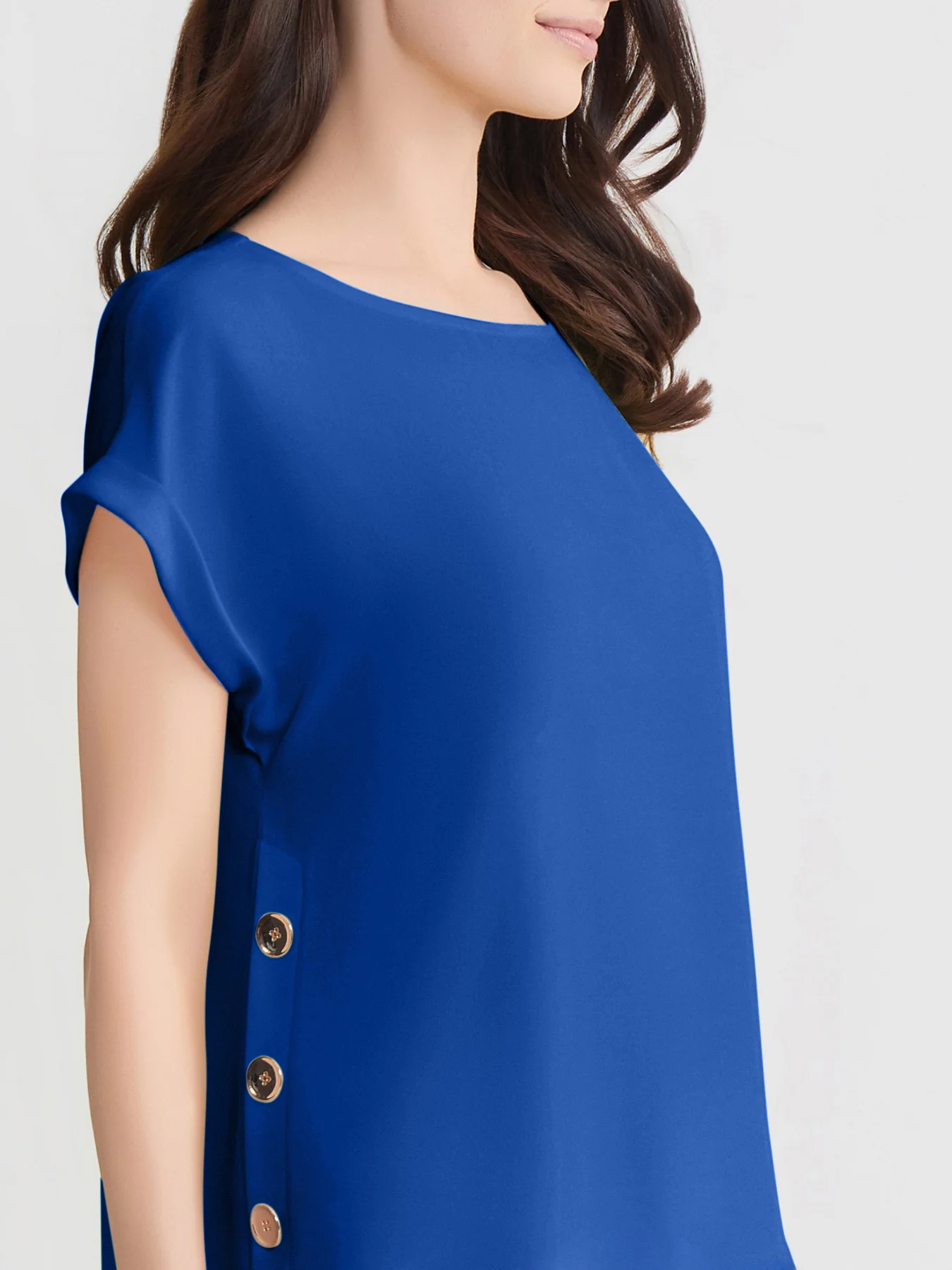 Side Button Blouse, Jasper Crepe - Image 3