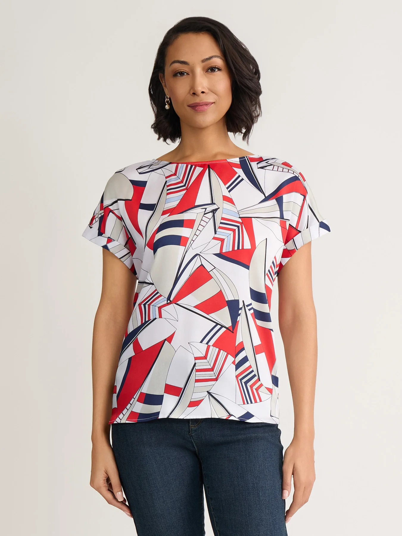 Side Button Blouse, Satin Twill