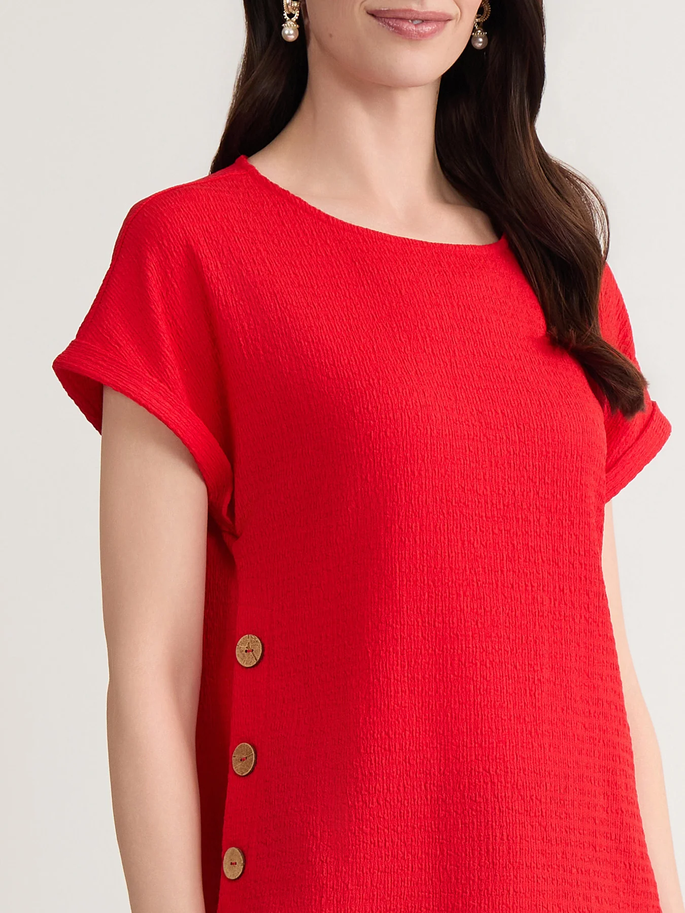 Side Button Blouse, Seabreeze Crinkle - Image 3