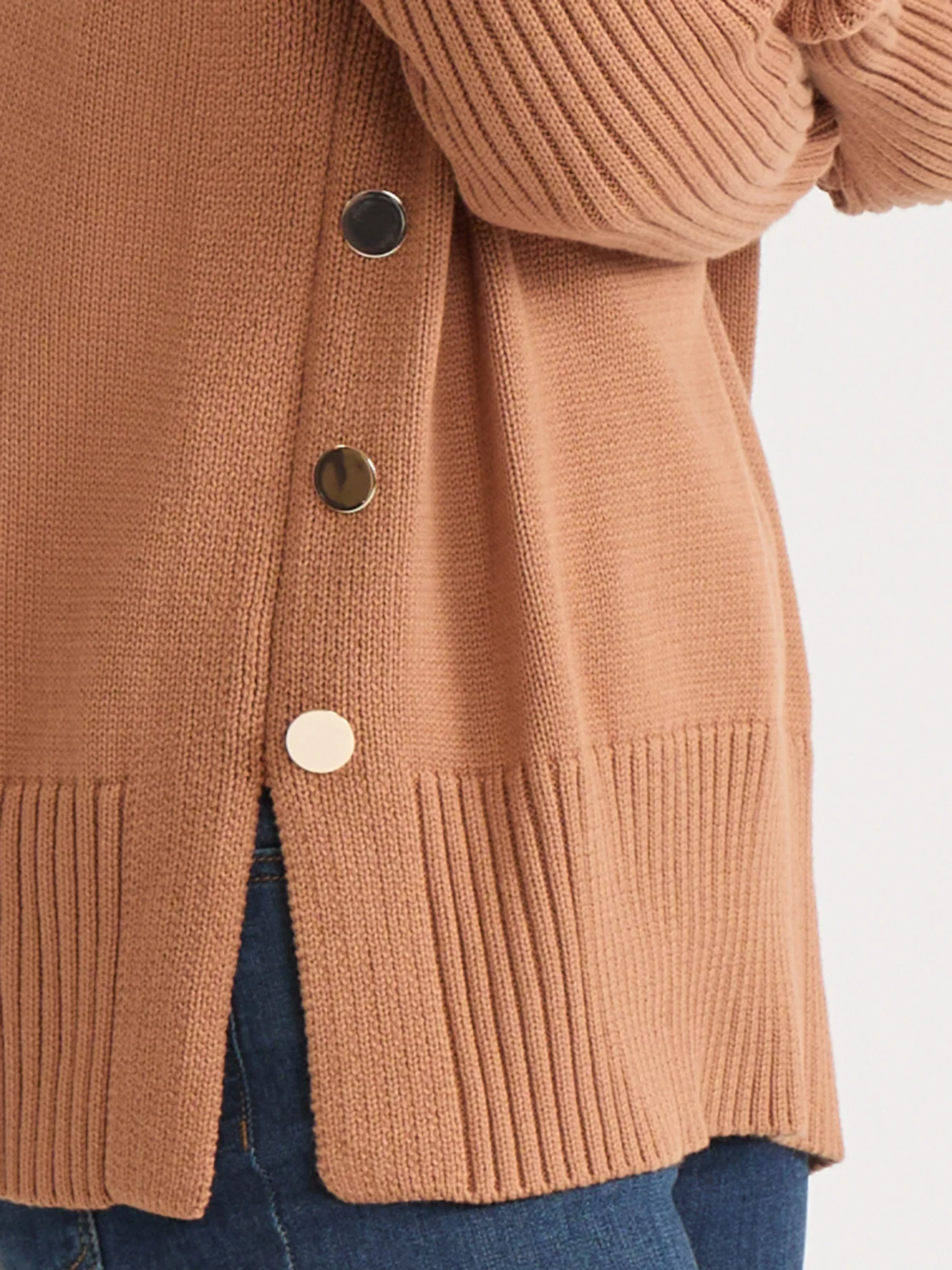 Side Button Sweater Mock Neck Sweater - Image 4