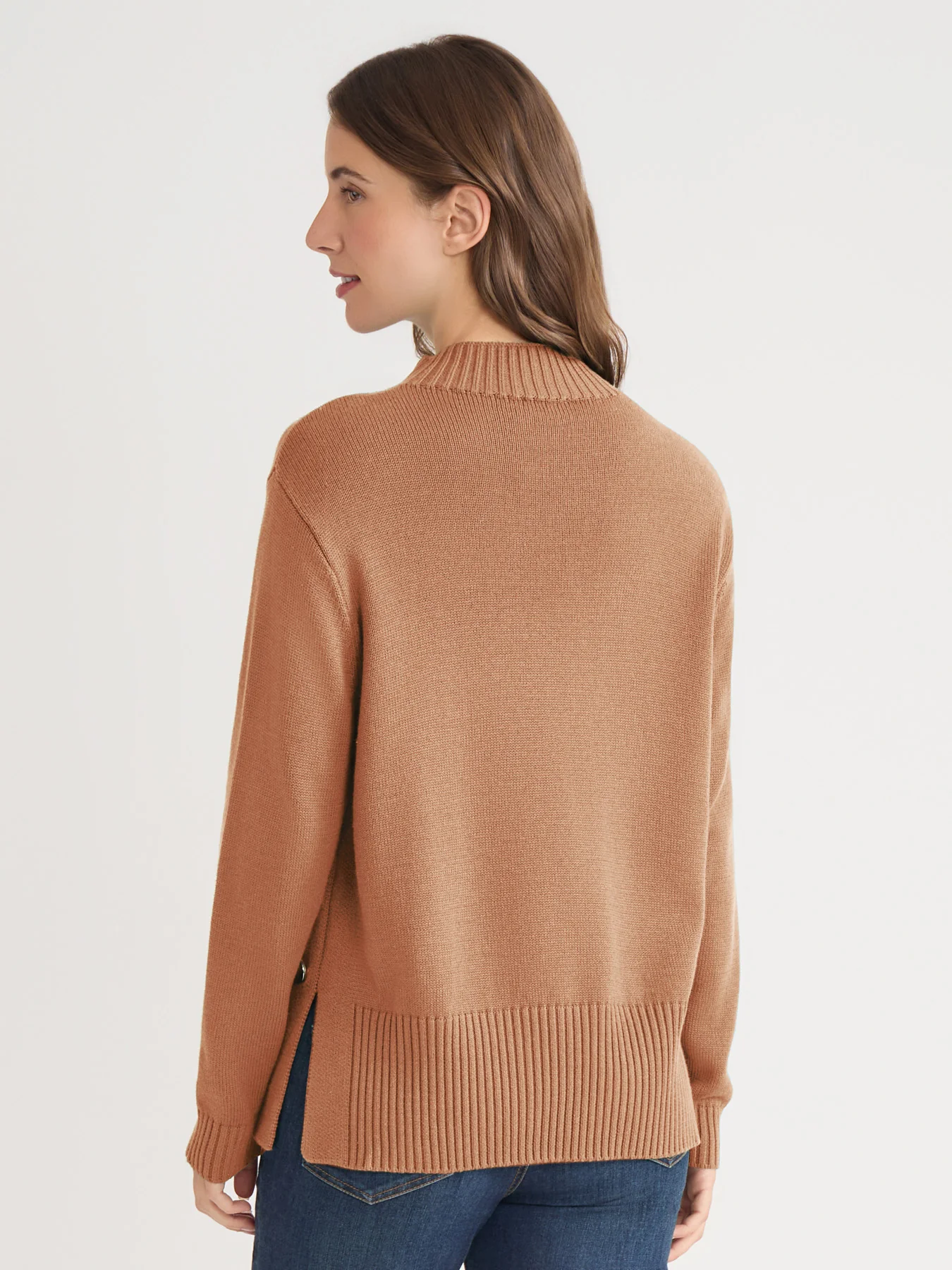 Side Button Sweater Mock Neck Sweater - Image 5