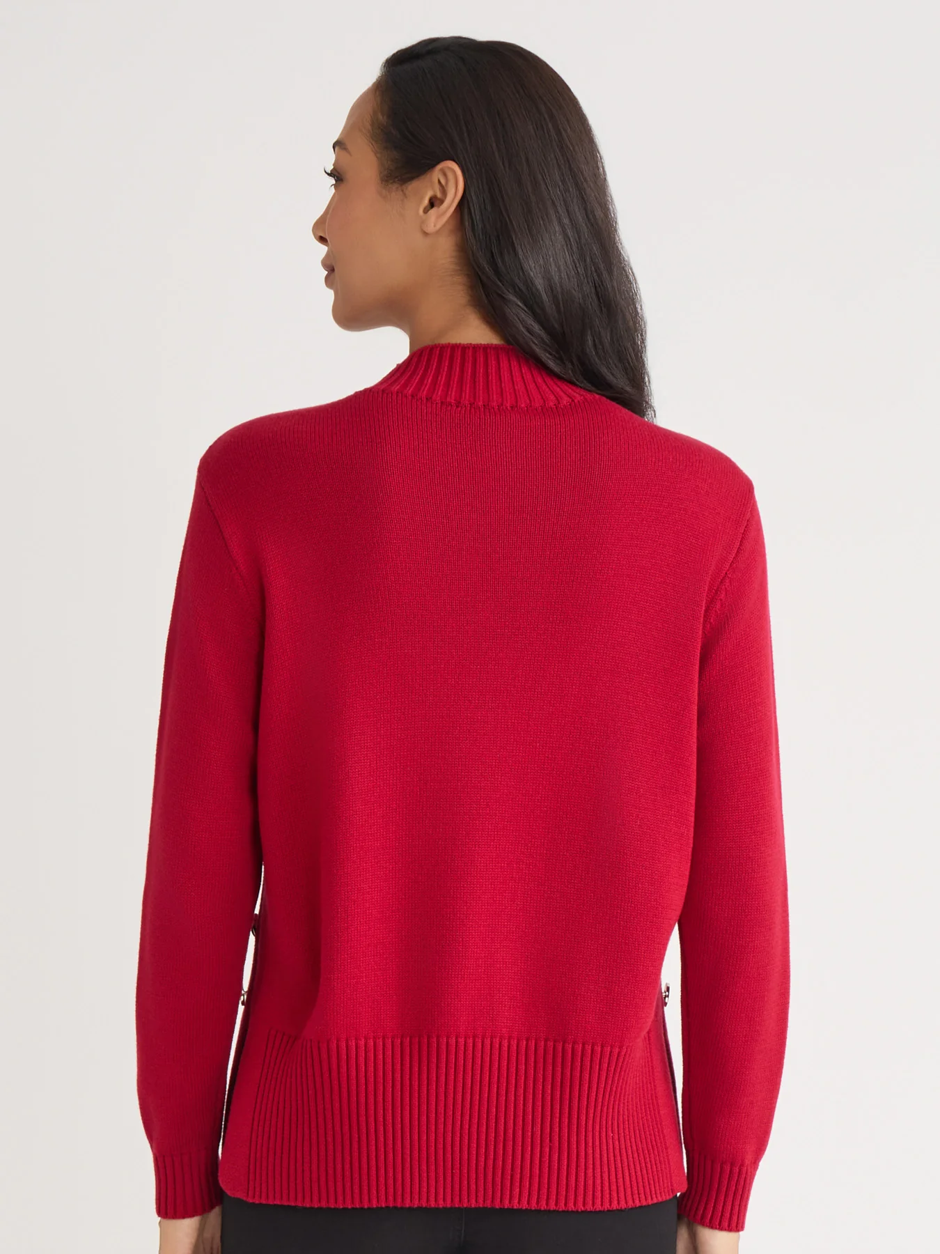 Side Button Sweater Mock Neck Sweater - Image 3