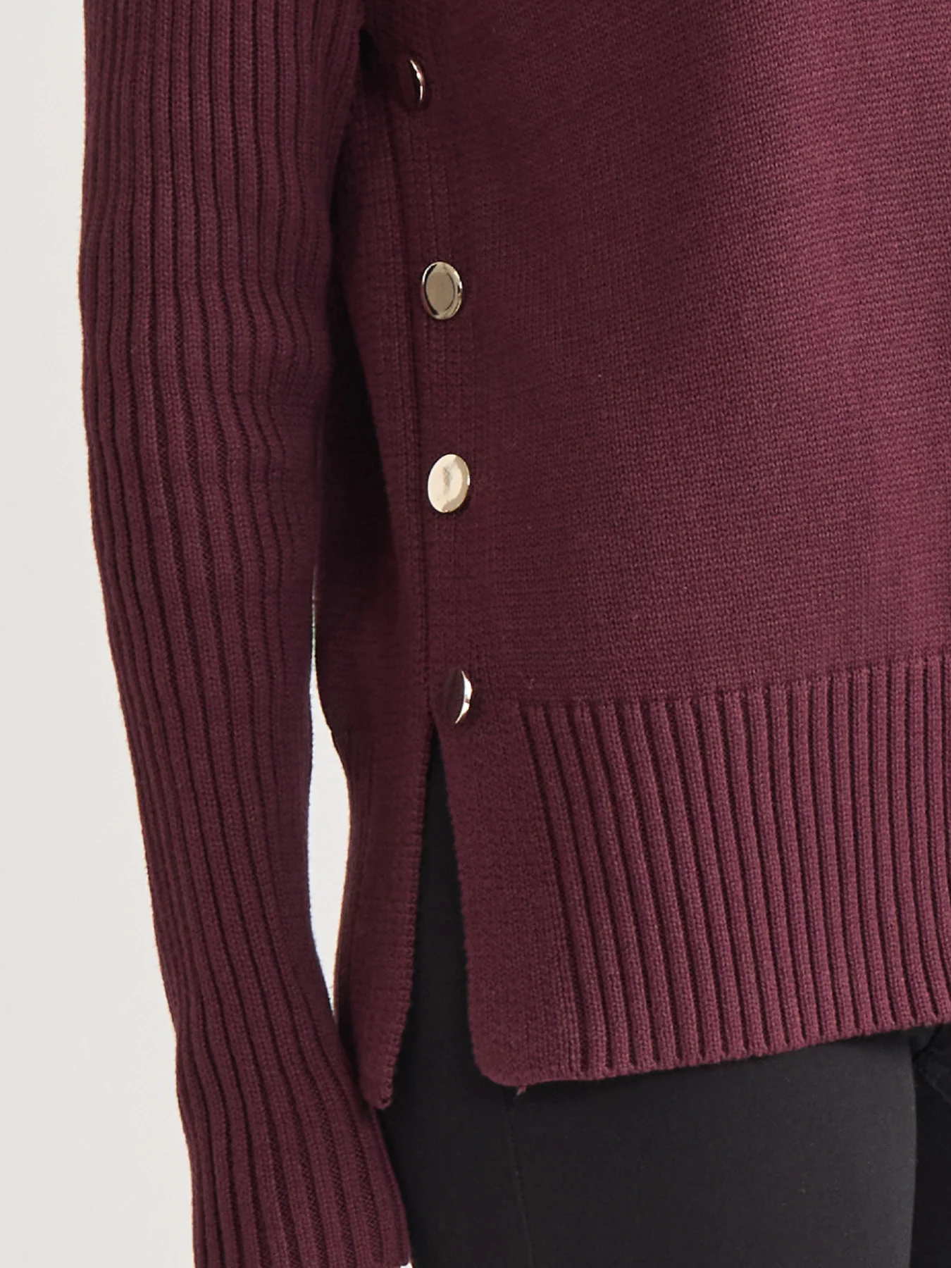 Side Button Sweater Mock Neck Sweater - Image 4