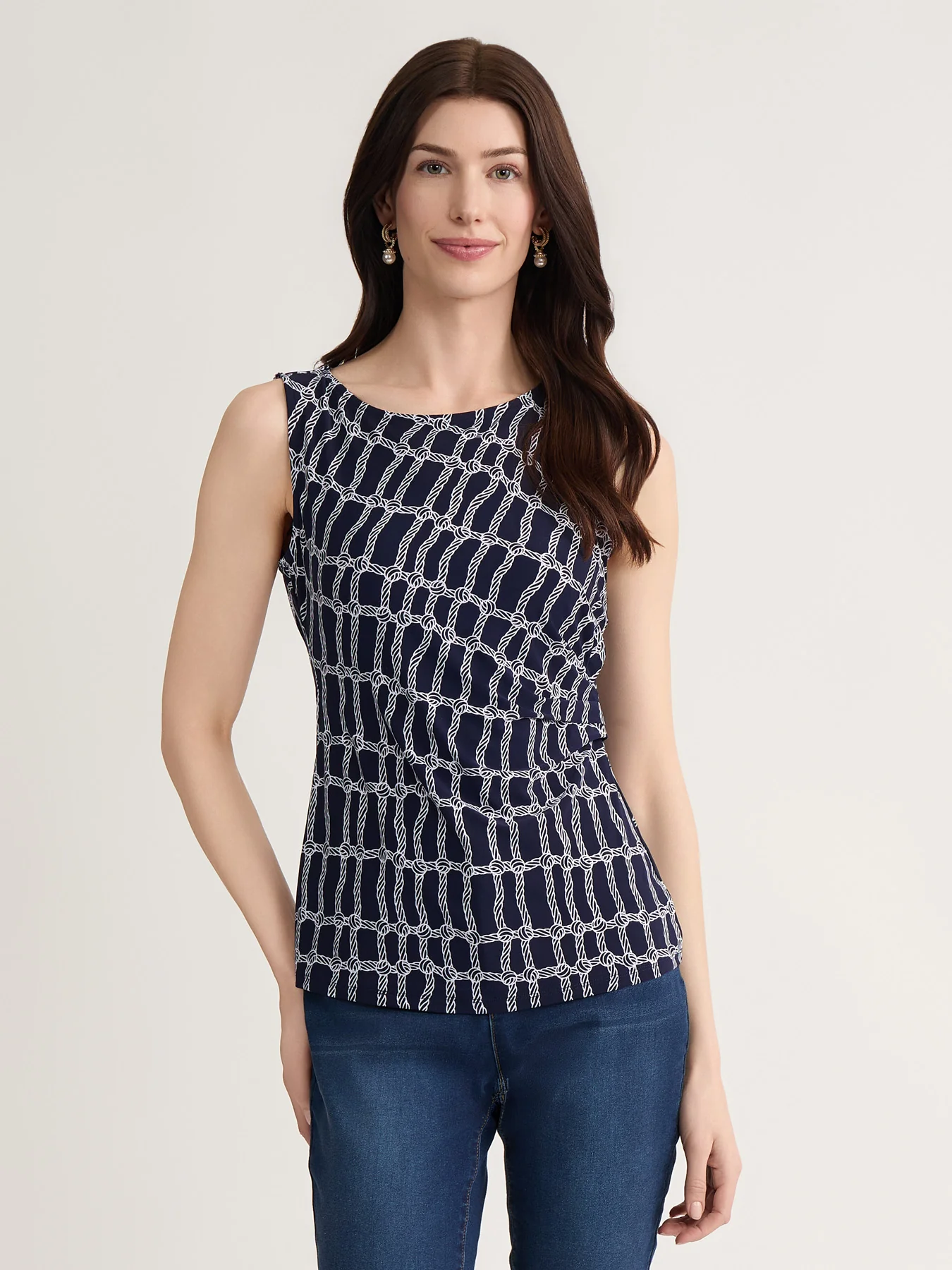 Side Pleat Blouse, Jersey Knit