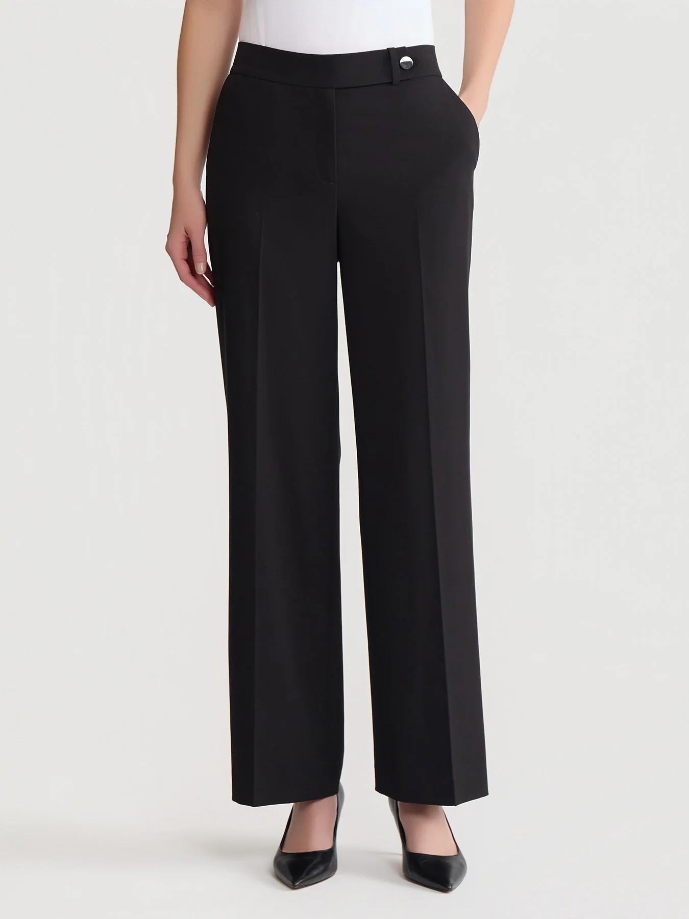 Slash Pocket Wide Leg Pant, Polished Bi-Stretch