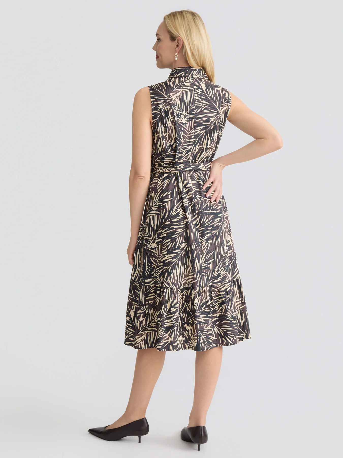 Sleeveless Midi Shirt Dress, Cotton Poplin - Image 4