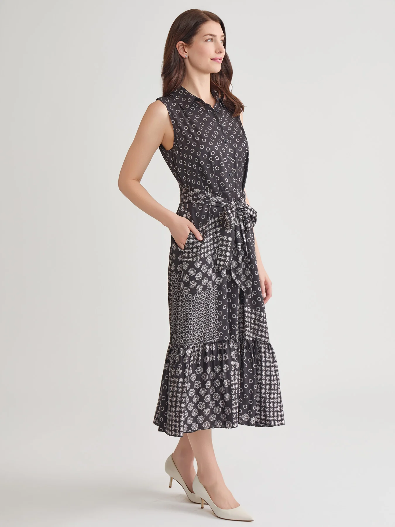 Sleeveless Midi Shirt Dress - Image 3