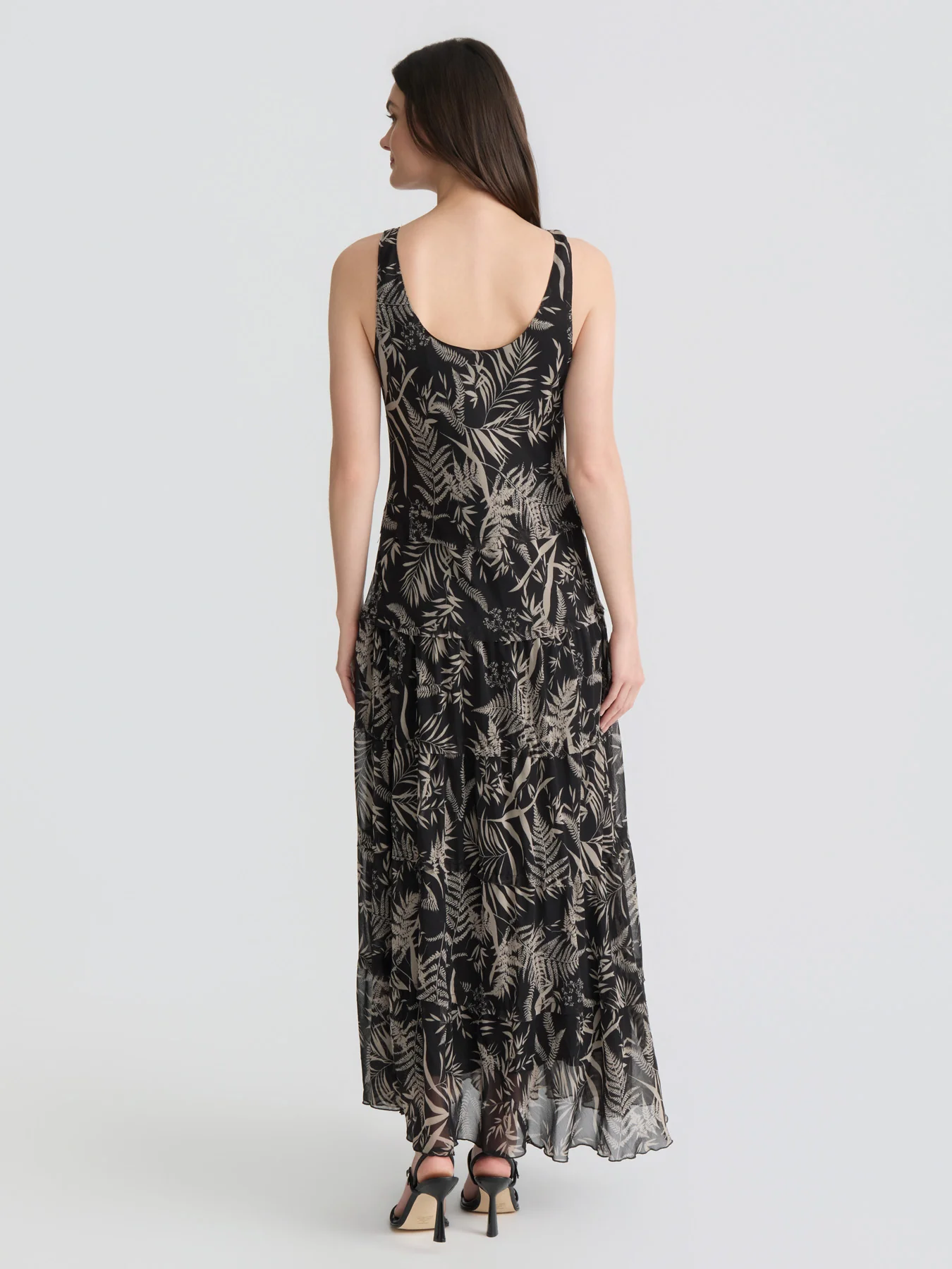 Sleeveless Tiered Maxi Dress, Printed Yoryu - Image 4