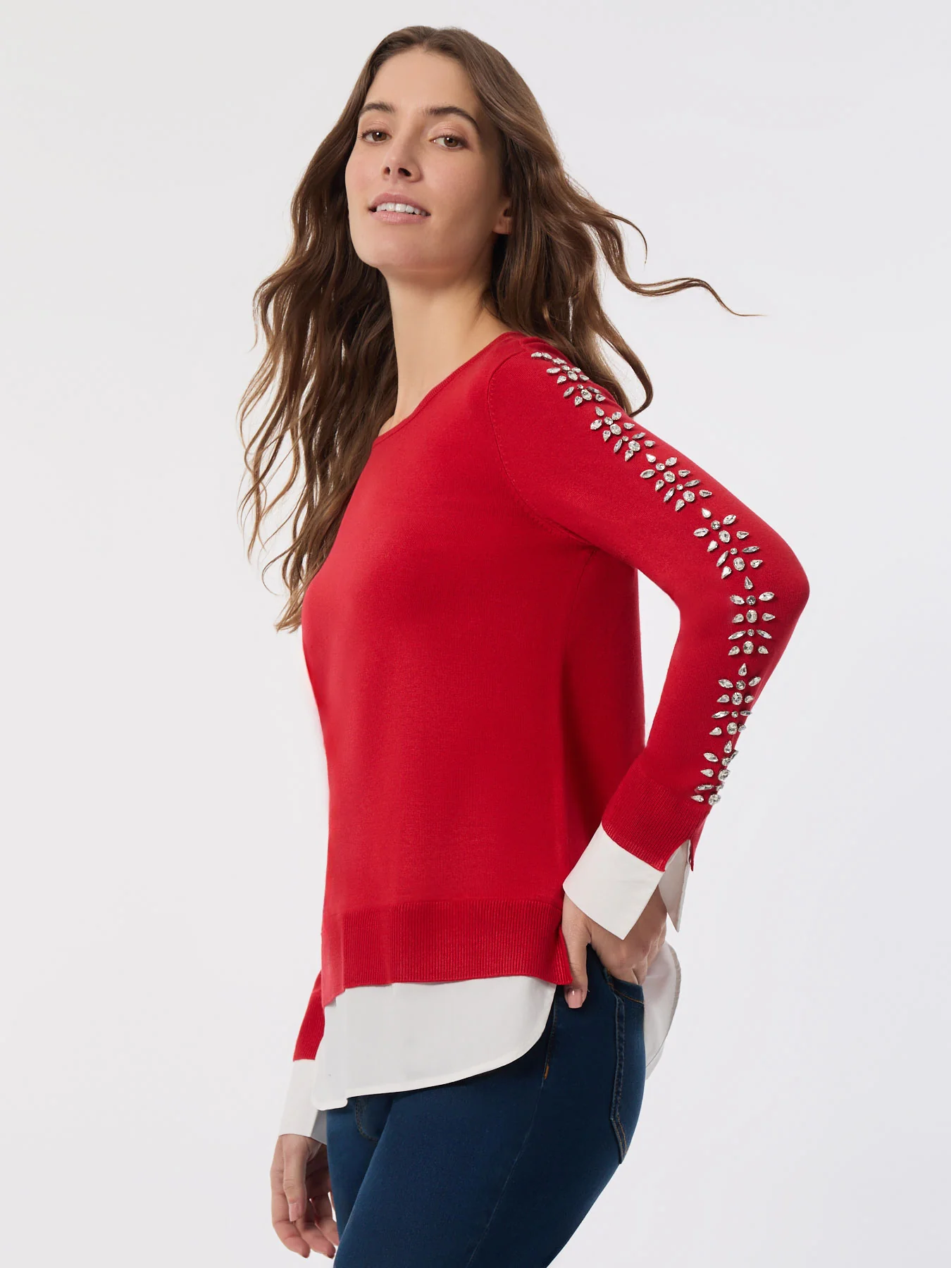 Sparkle Accent Twofer Layered Look Top - Image 2