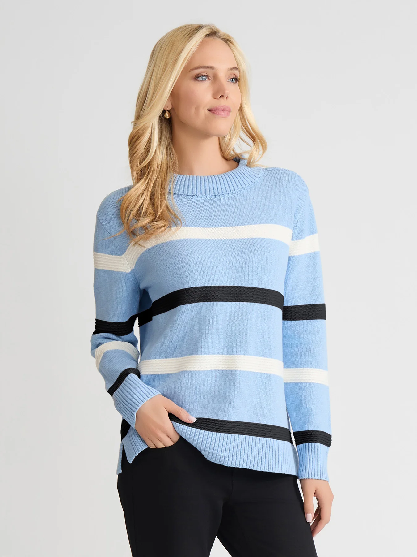 Stripe Folded Mockneck Sweater - Image 2