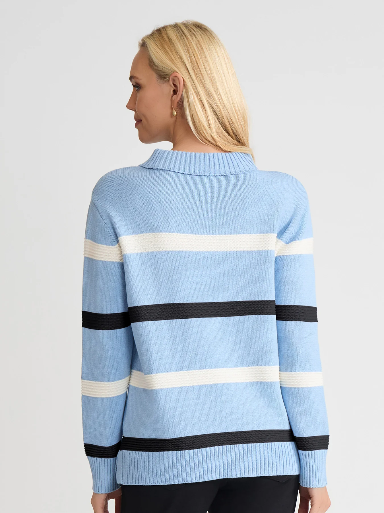 Stripe Folded Mockneck Sweater - Image 3