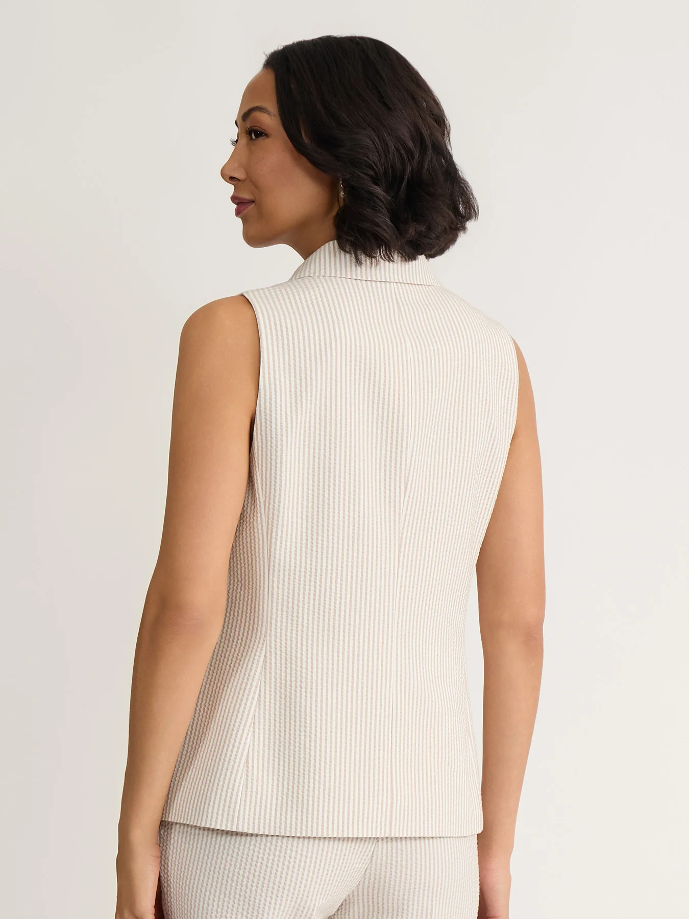 Striped Peak Lapel Vest, Seersucker - Image 5