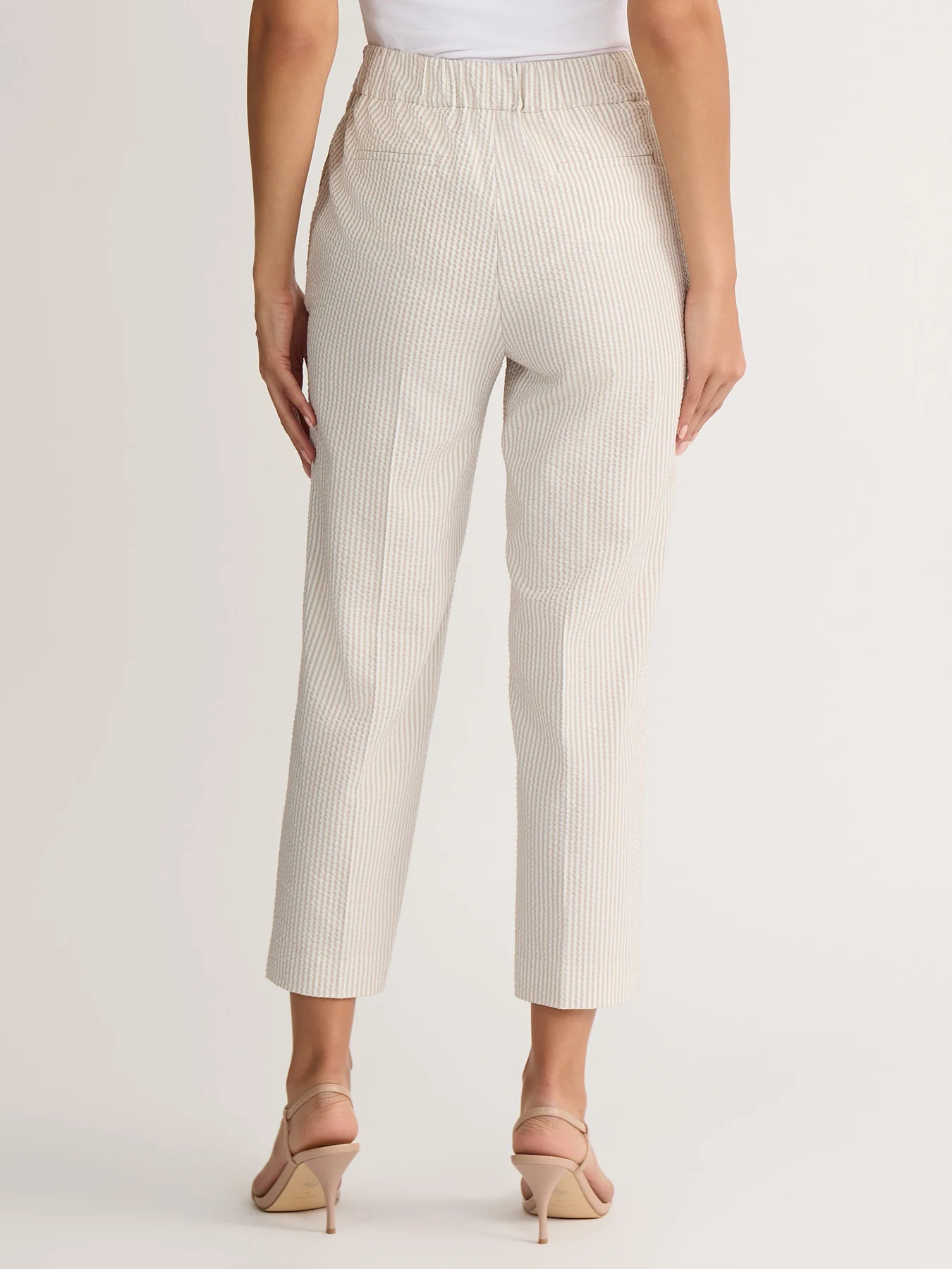 Striped Straight Leg Cropped Pant, Seersucker - Image 3