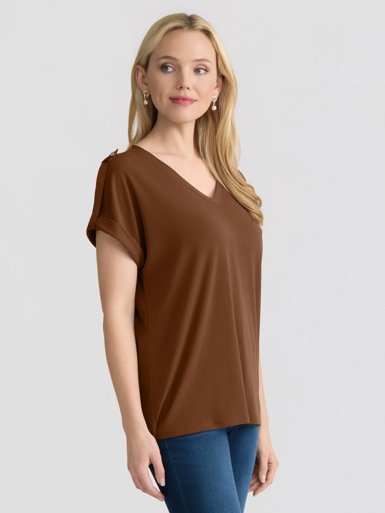 Tonal Roll-Tab Tee, Moss Crepe - Image 2