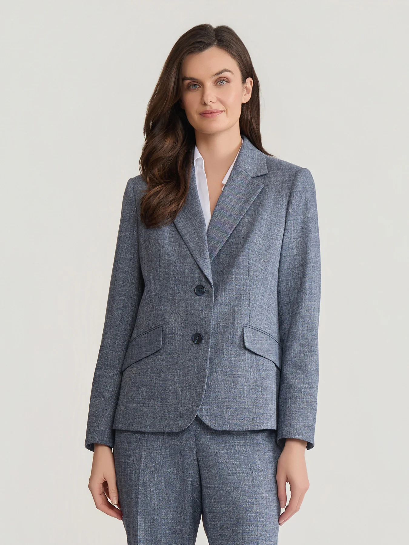 Two Button Notch Collar Jacket, Melange