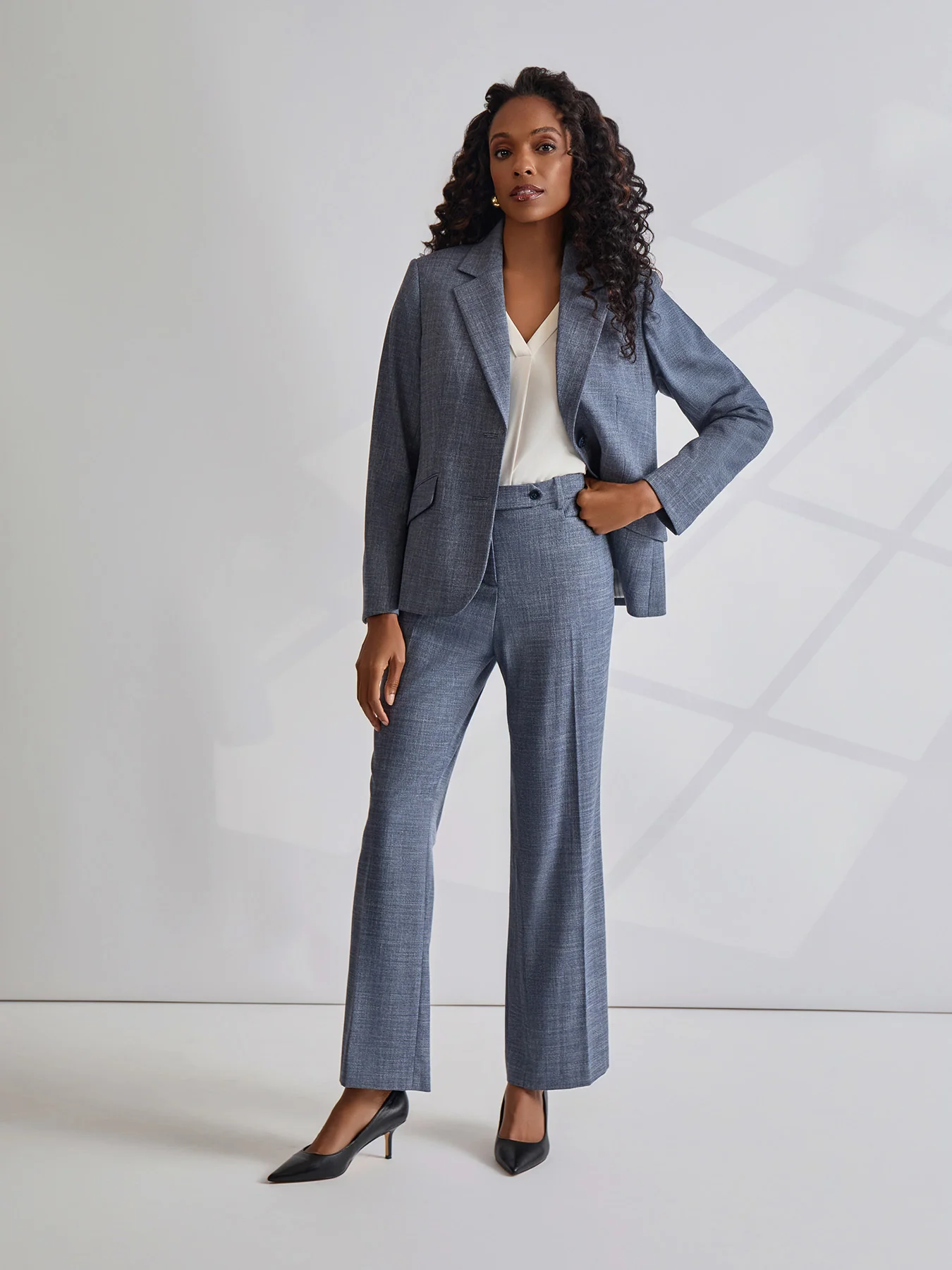 Two Button Notch Collar Jacket, Melange - Image 6