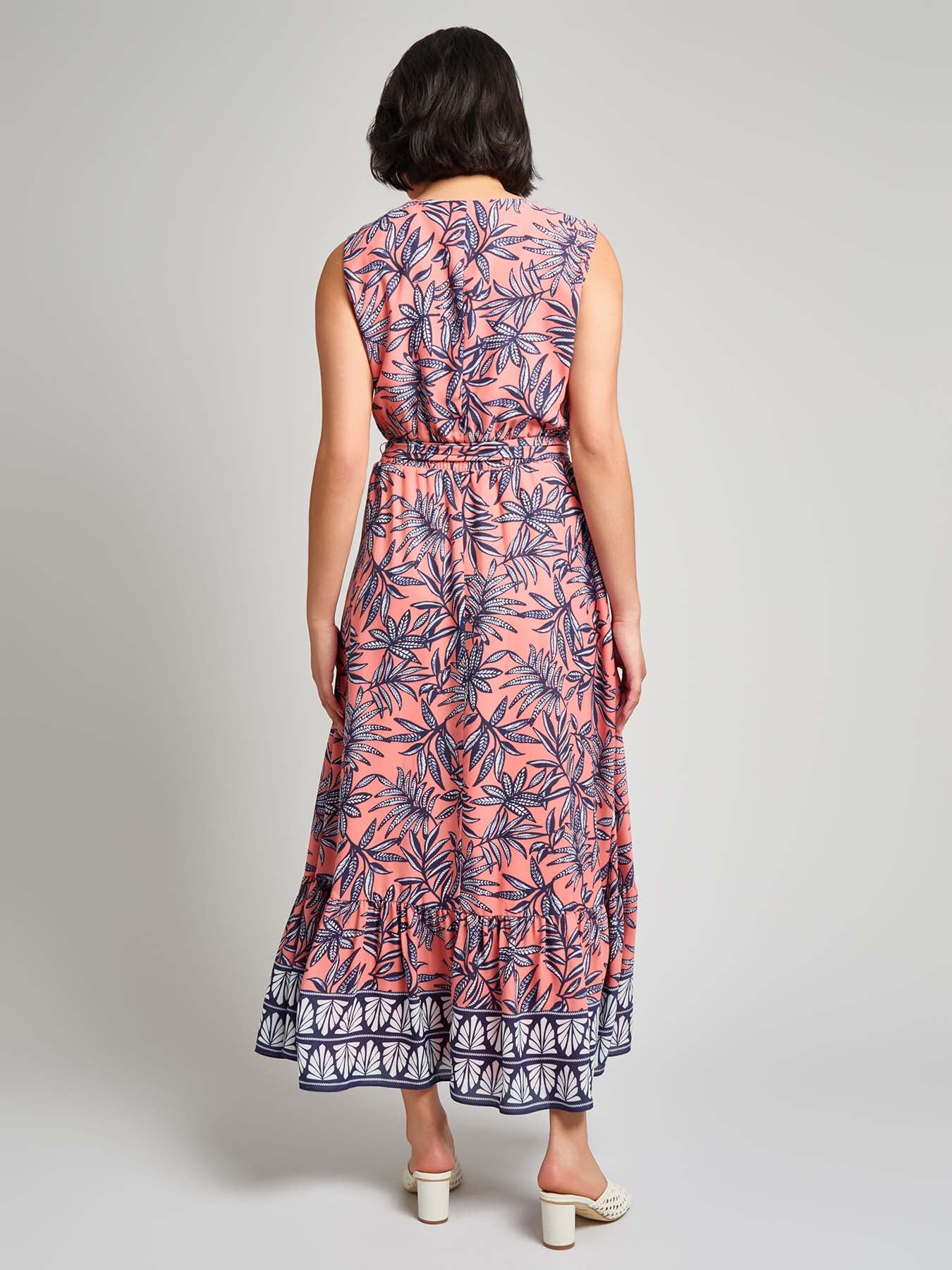 V-Neck Belted Maxi Dress, Crepe de Chine - Image 3