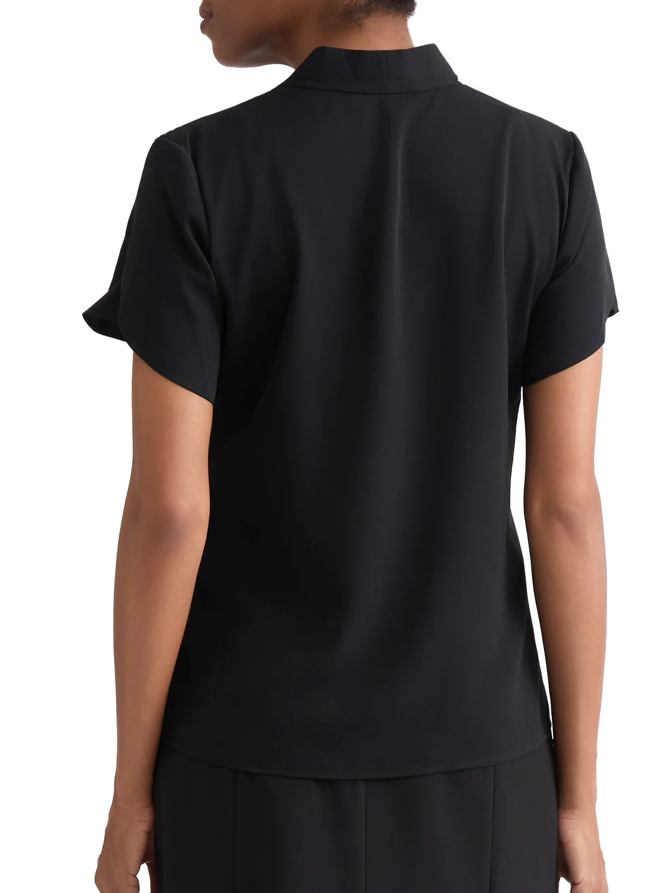 V-Neck Pleat Sleeve Blouse, Stretch Georgette - Image 4