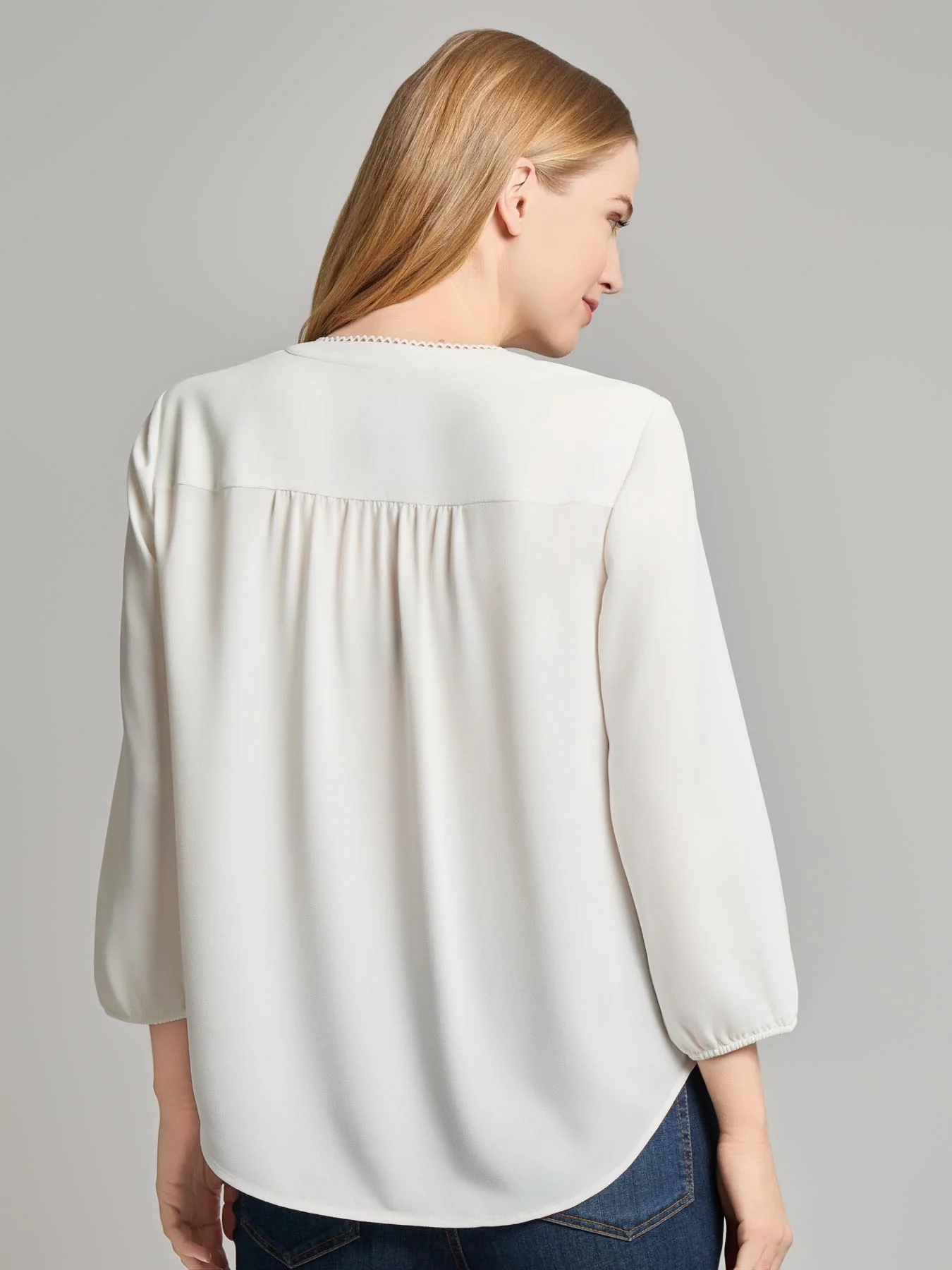 V-Neck Shoulder Trim Blouse - Image 3