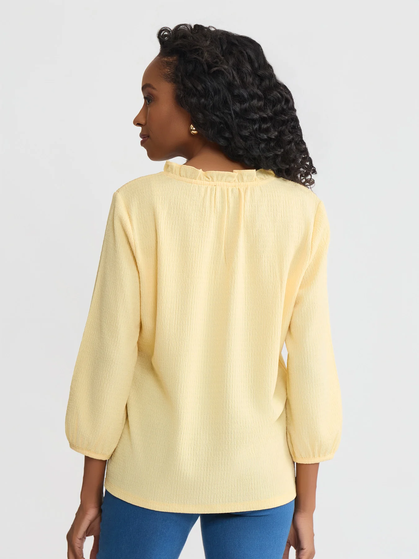 V-Neck Smocked Shoulder Blouse - Image 4