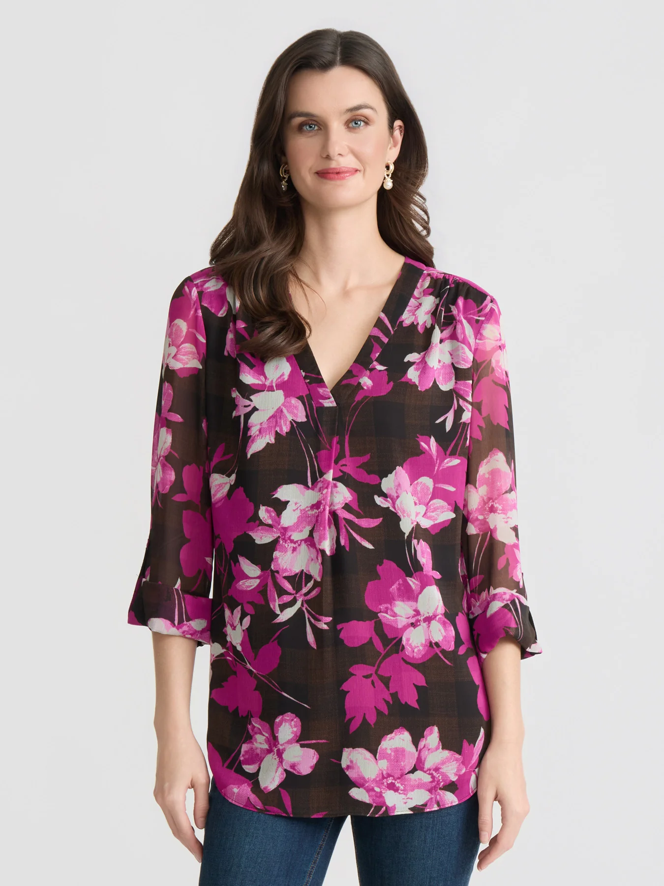 V-Neck Tunic, Printed Yoryu