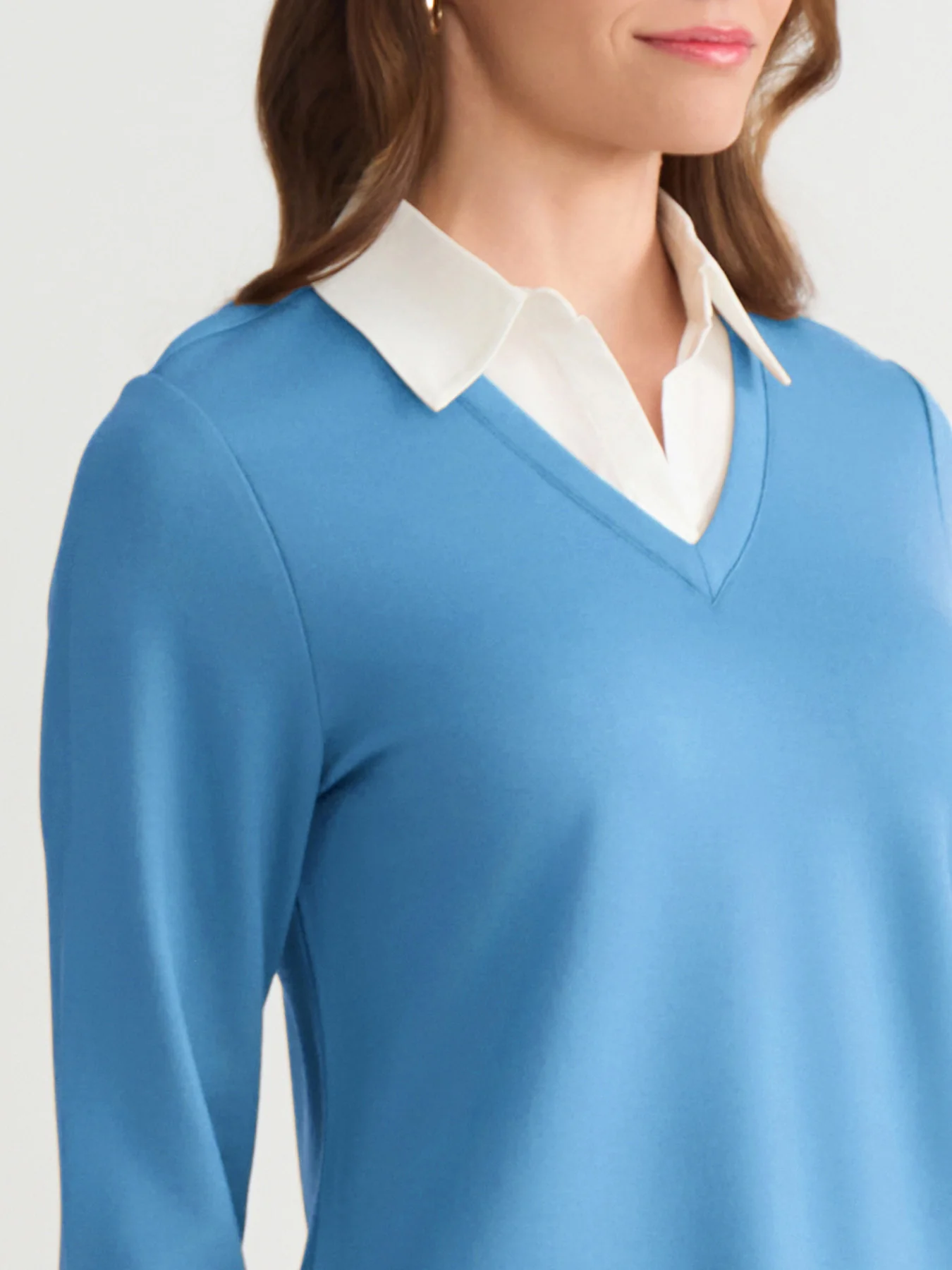 V-Neck Twofer, Serenity Knit Poplin - Image 2