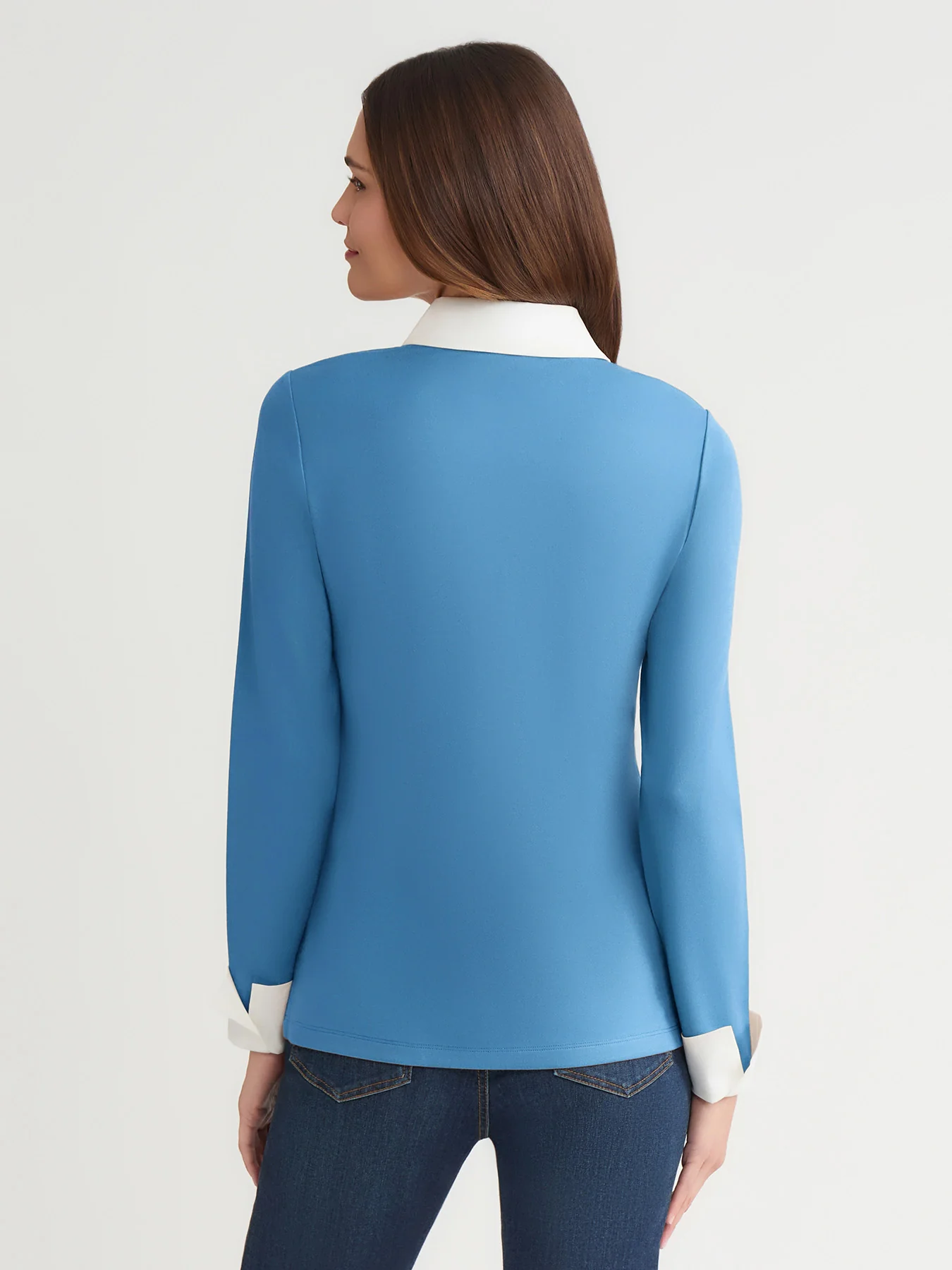 V-Neck Twofer, Serenity Knit Poplin - Image 4