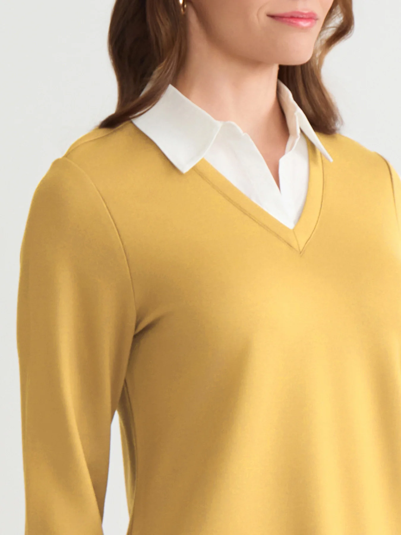 V-Neck Twofer, Serenity Knit Poplin - Image 3