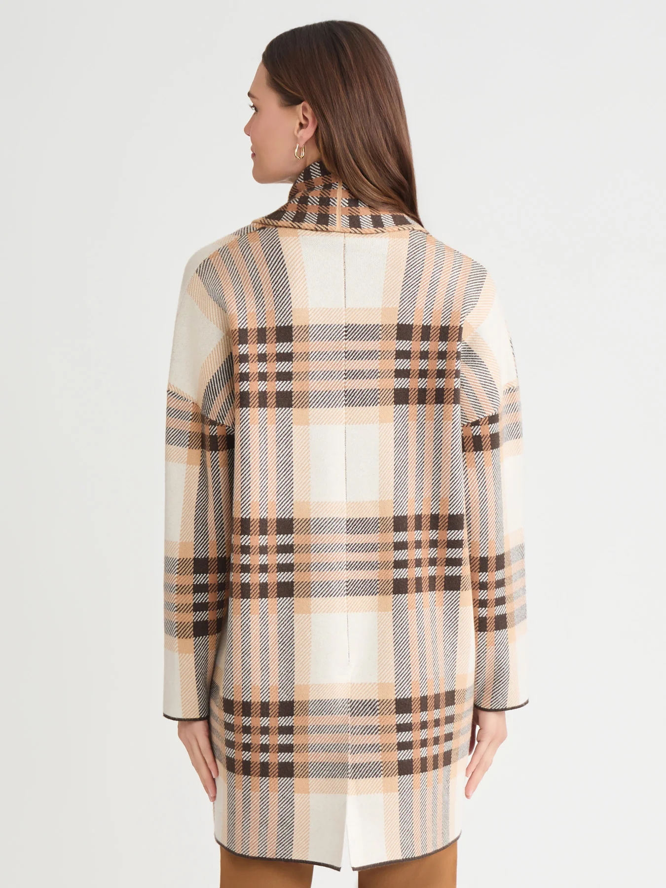 Wide Lapel Plaid Coatigan - Image 4