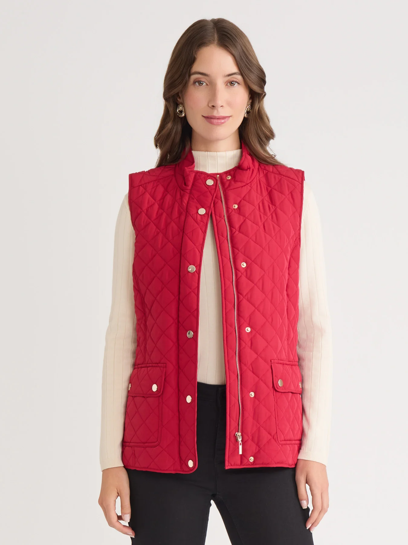 Zip-Front Quilted Vest